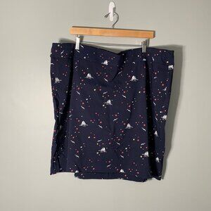 NEW CJ Banks pull on elastic waist nautical sailboat dark blue above knee skort‎